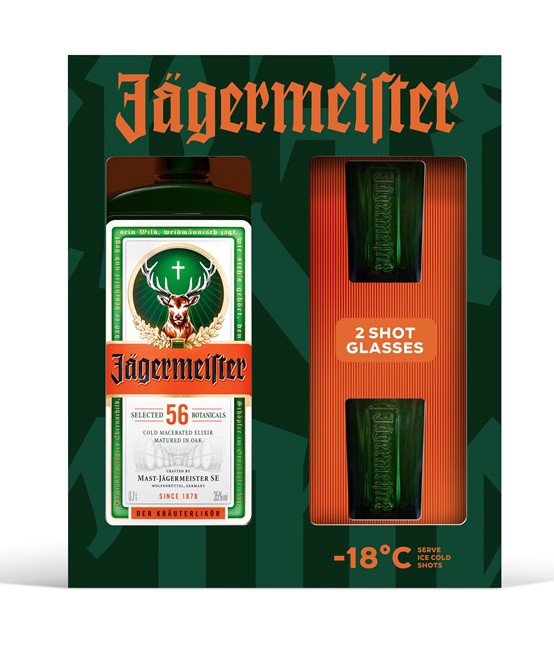 Photo of Jägermeister Kruidenbitter met 2 groene shotglazen
